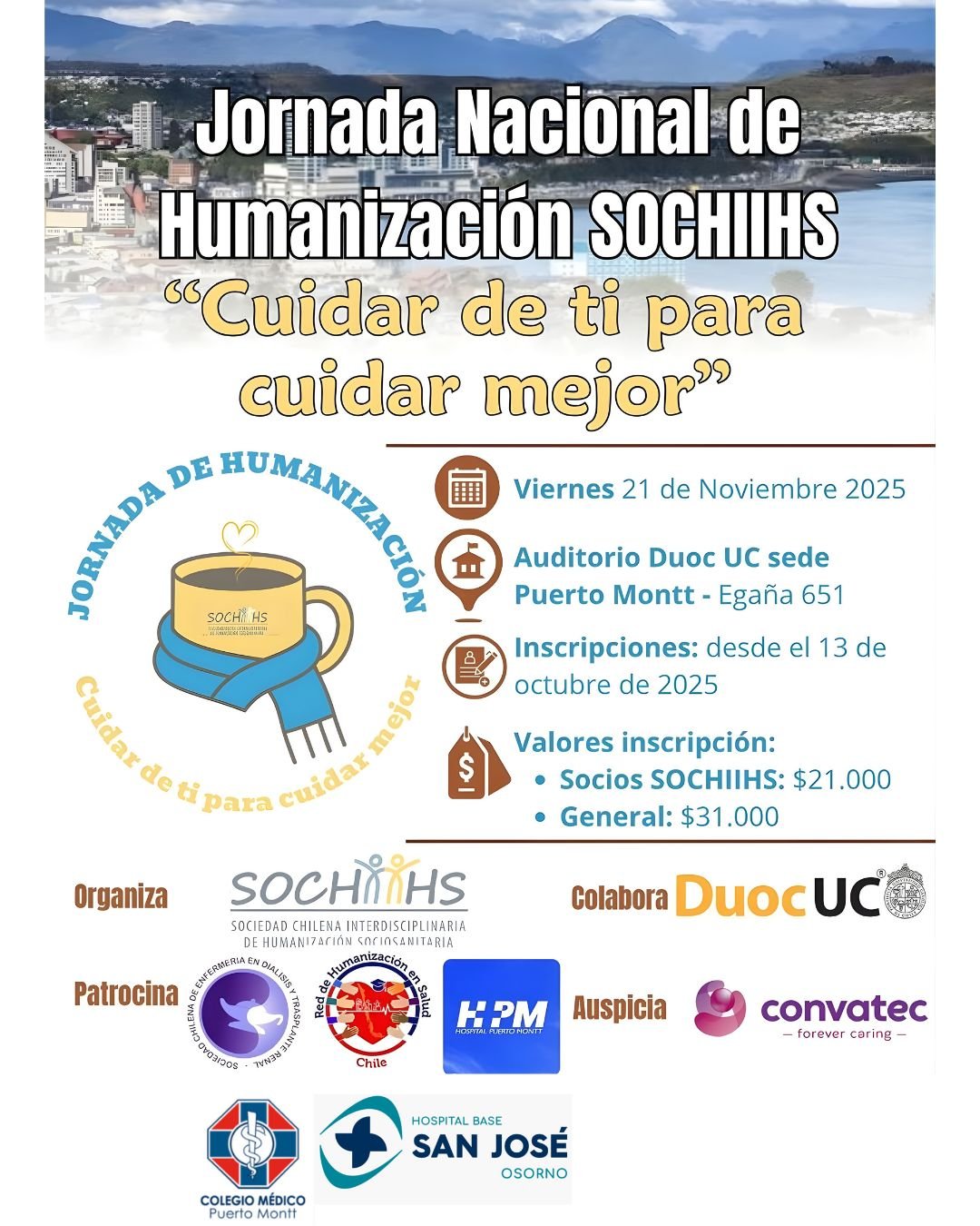 Jornada nacional de humanización SOCHIIHS: "Cuidar de ti para cuidar mejor"